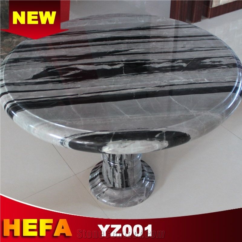 Black and White Nine Dragon Jade Round Table, Nine Dragon Jade Marble Round Table