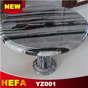 Black and White Nine Dragon Jade Round Table, Nine Dragon Jade Marble Round Table