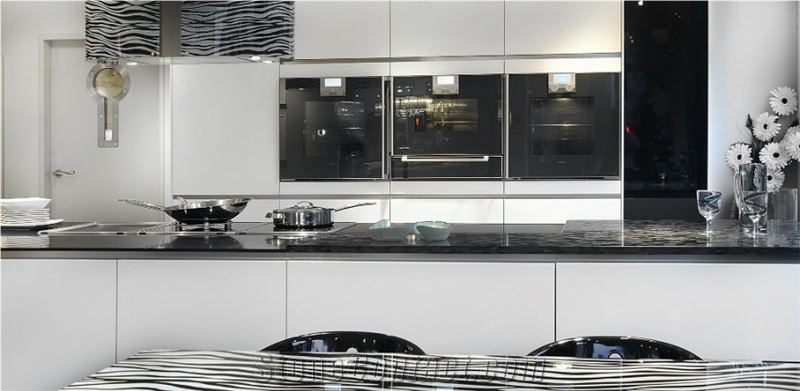 Silestone Tao and Matrix Granite Bespoke Worktop, Matrix Black Granite Kitchen Countertops
