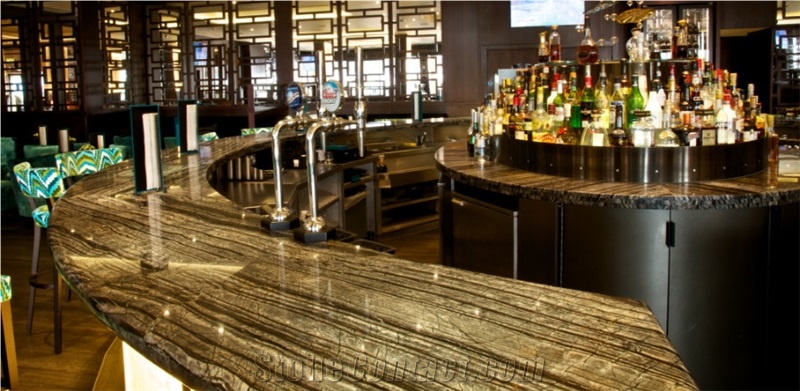 Silver Wave Marble Bar Top, Silver Dragon Grey Marble Bar Top