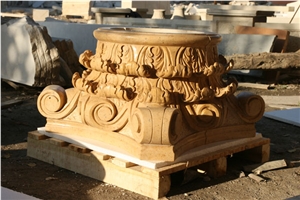 Hy Yellow Limestone Column Capital