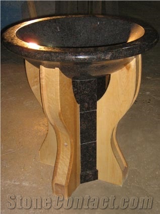 Carved Granite Baptismal Font, Tan Brown Granite Furniture