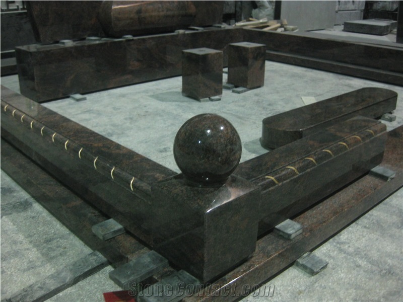 European Aurora Granite Headstone