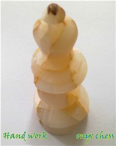 Handwork Onyx Chess Set with Board, Yellow Onyx Artifacts, Handcrafts