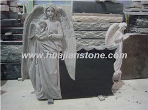 Angel Stone Tombstone, Shanxi Black Granite Tombstone