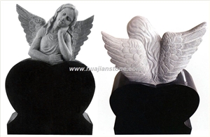 Angel Tomb Stone, Shanxi Black Granite Monument, Tombstone