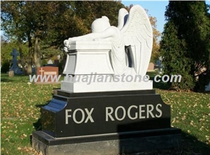 Angel Tombstone, Marble ,Black White Granite Tombstone