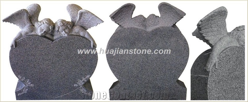Double Upright Monument, Tombstone, G341 Grey Granite Upright Monuments