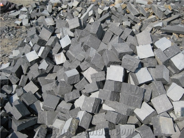 Laiwu Black Cobble Stone, G308, G308 Black Granite Cobble Stone