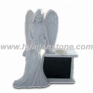 Praying Angel Monument, Sh ,ong Black Granite Angel Monument