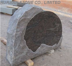 Rock Style Upright Headstone, Grey Granite Headstone