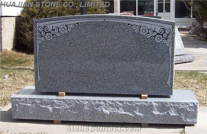 Serp Top Dark Grey Monument, Upright Tombstone