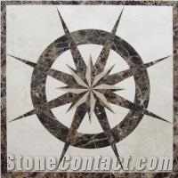 Crema Marfil Beige Marble Waterjet Pattern Modern Style Medallion