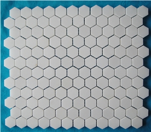 Marble Hexzagon Mosaic, Eastern White Marble Mosaic