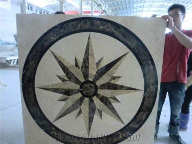 Waterjet Marble Pattern Beige Marble Waterjet Medallions for Lobby