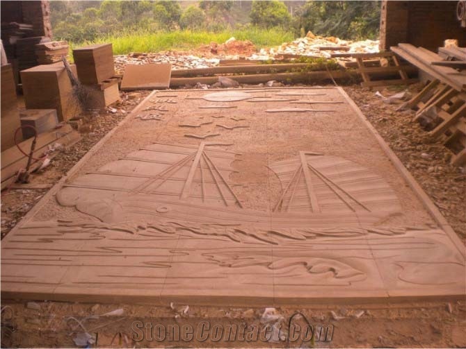 Wall Relief with Red Sandstone