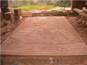 Wall Relief with Red Sandstone