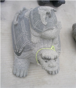 Granite Animal Sculpture Stone, Grey Granite Animal Sculpture