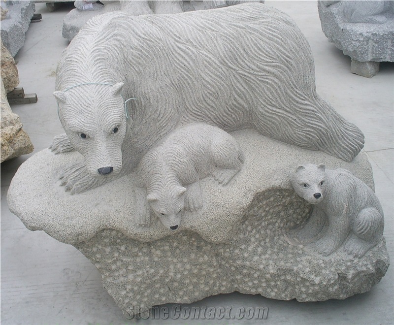 Granite Animal Sculpture Stone, Grey Granite Animal Sculpture