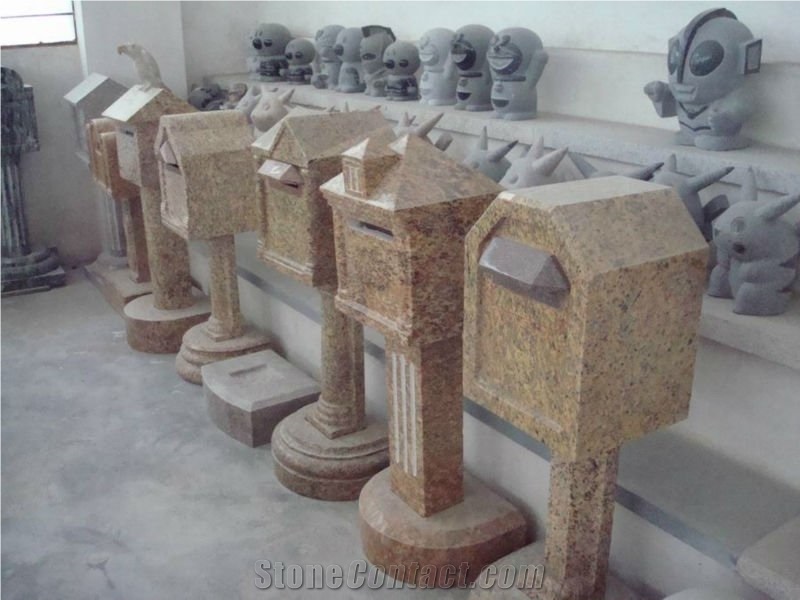Granite Mailbox Postbox, Brown Granite Mailbox