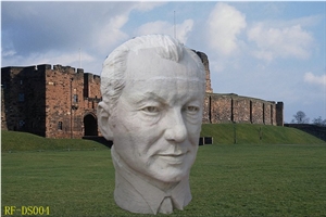 Granite Male Head Sculpture, White Granite Sculpture