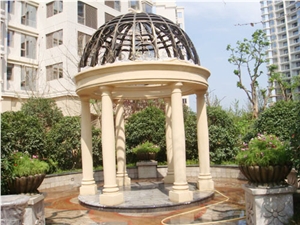 Hot Sale Marble Stone Gazebo for Garden, Beige Marble Gazebo
