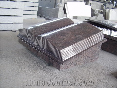Slant Grave Markers, Brown Granite Grave Markers