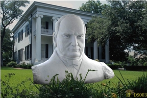 White Stone Head Sculpture, White Granite Sculpture