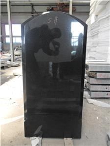 Absolute Black Carved Tombstone, Black Granite Tombstone