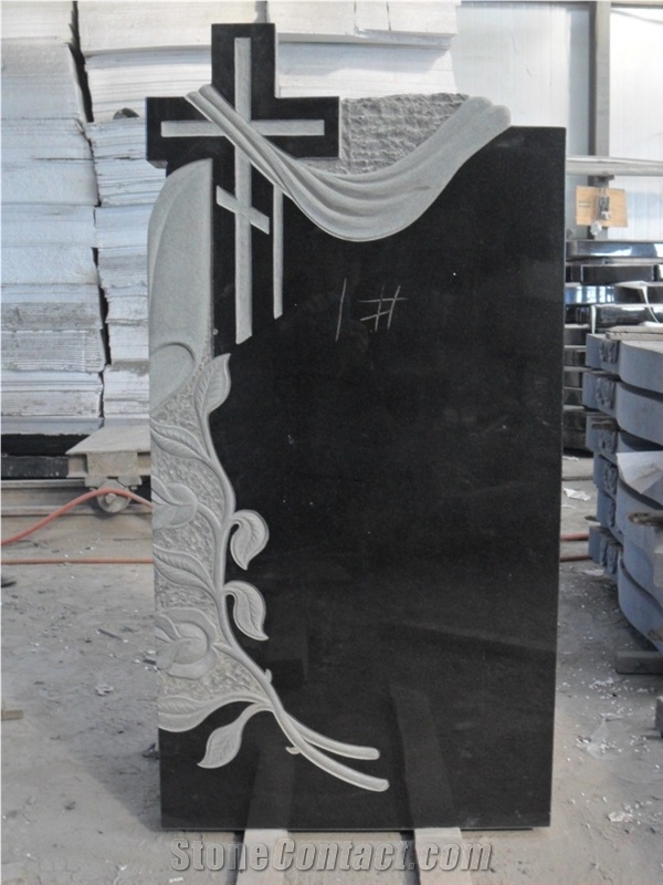 Absolute Black Tombstone, Black Granite Tombstone
