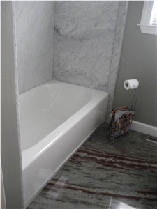 Pink Raissa Granite Floor and Bianco Gioia Wall Ti