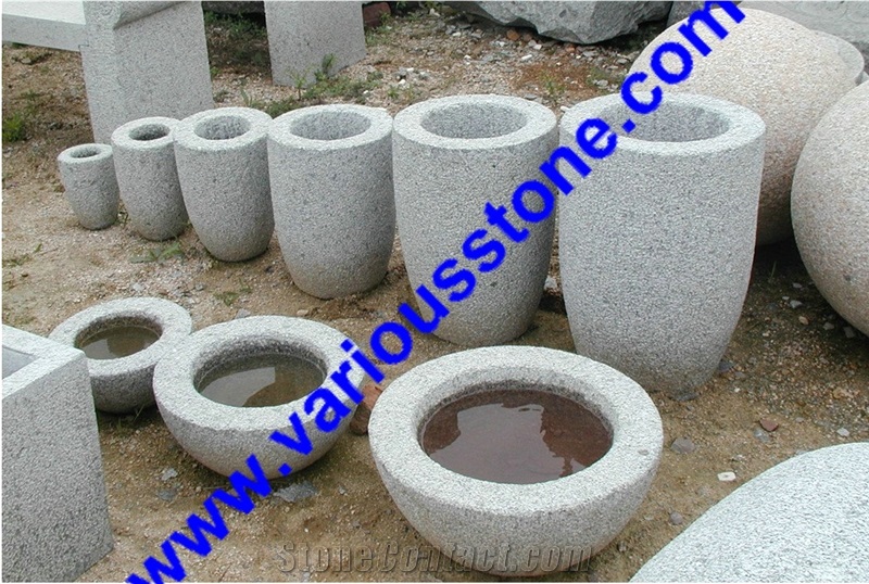 Flower Pot, Planter, G341 ,383 ,350 Grey Granite Flower Pot