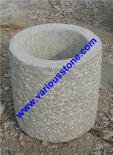 Flower Pot, Planter, G341 ,383 ,350 Grey Granite Flower Pot