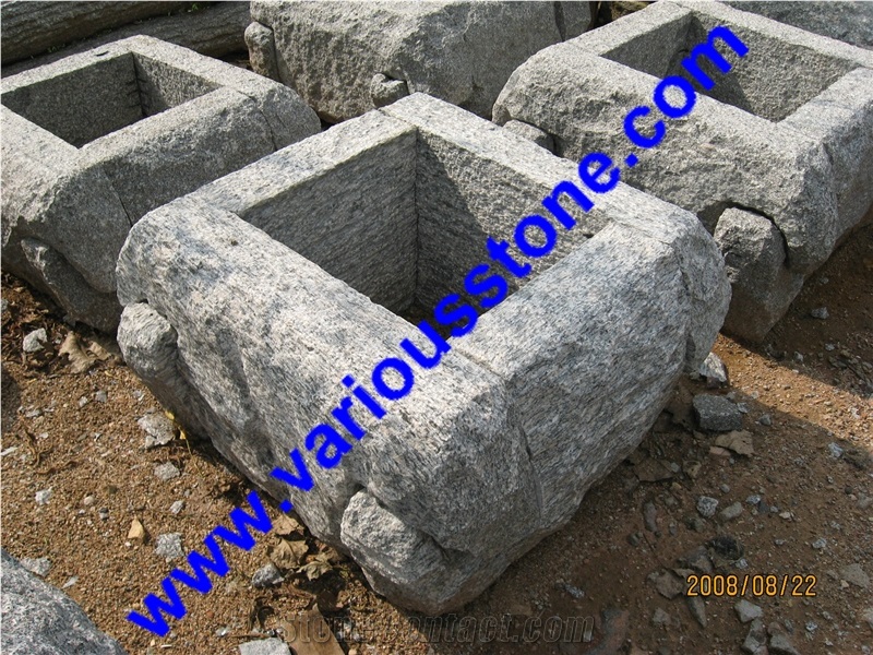 Flower Pot, Planter, G341 ,383 ,350 Grey Granite Flower Pot