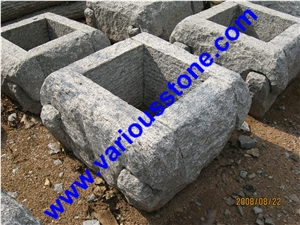 Flower Pot, Planter, G341 ,383 ,350 Grey Granite Flower Pot