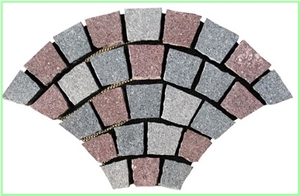 Fan Pattern Back Mesh Paving Stone,Landscaping Porphyry Granite Paving Stone