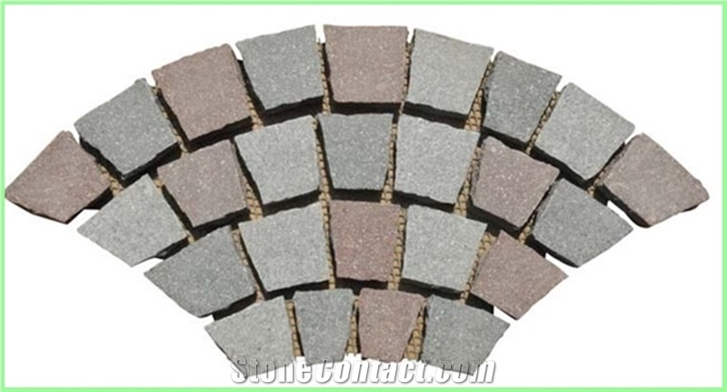 Fan Pattern Back Mesh Paving Stone,Landscaping Porphyry Granite Paving Stone