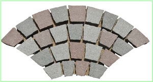 Fan Pattern Back Mesh Paving Stone,Landscaping Porphyry Granite Paving Stone