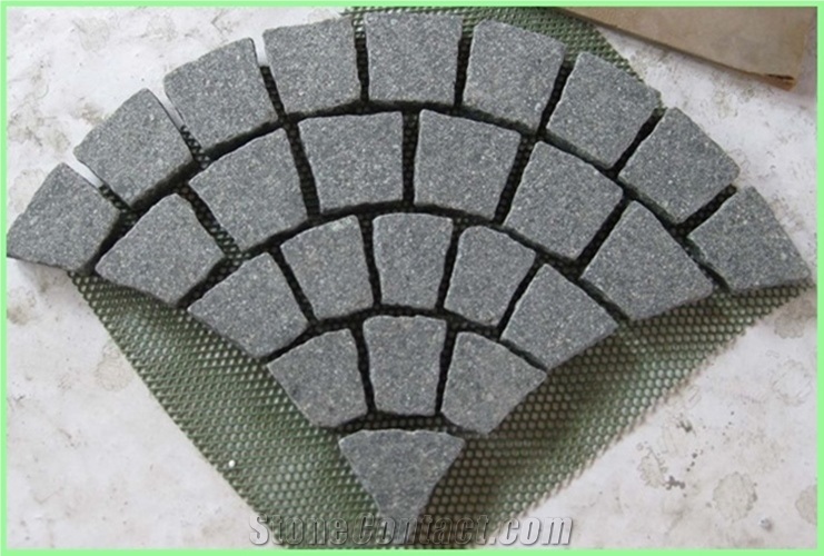 Fan Pattern Back Mesh Paving Stone,Landscaping Porphyry Granite Paving Stone
