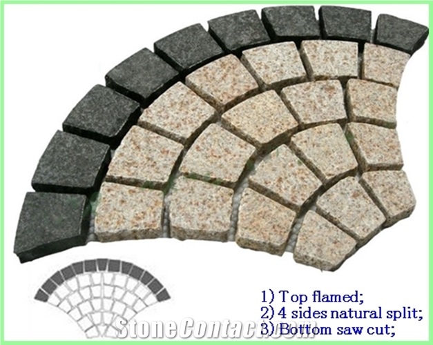 Granite Fan Pattern Back Mesh Paving Stone
