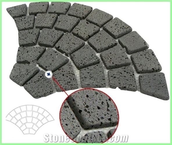 Granite Fan Pattern Back Mesh Paving Stone