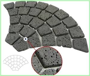 Granite Fan Pattern Back Mesh Paving Stone