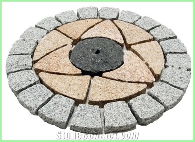 Granite Round Mosaic Medallion Pattern,Back Mesh Paving St