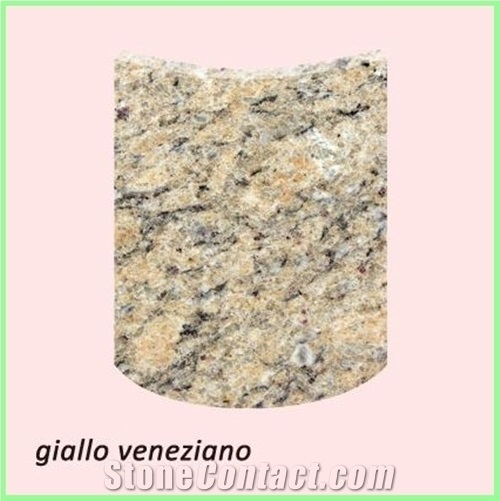 Roman Column Curved Plates, Building Column, Giallo Veneziano Yellow Granite Roman Column