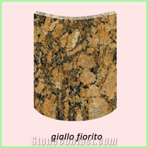 Roman Column Curved Plates, Building Column, Giallo Veneziano Yellow Granite Roman Column