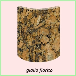 Roman Column Curved Plates, Building Column, Giallo Veneziano Yellow Granite Roman Column