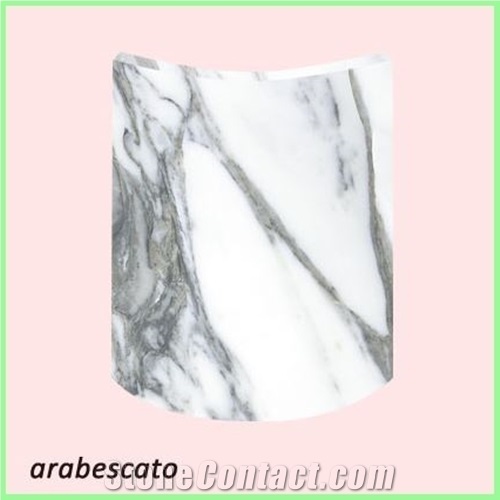 Roman Column Curved Plates,Building Stone, Arabescato Faniello White Marble Roman Column