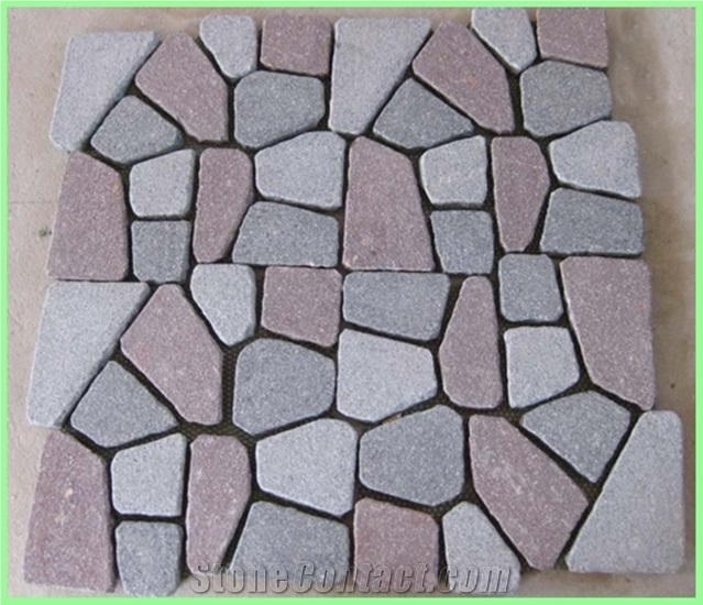 Square Pattern Back Mesh Paving Stone,Landscaping Porphyry Granite Paving Stone
