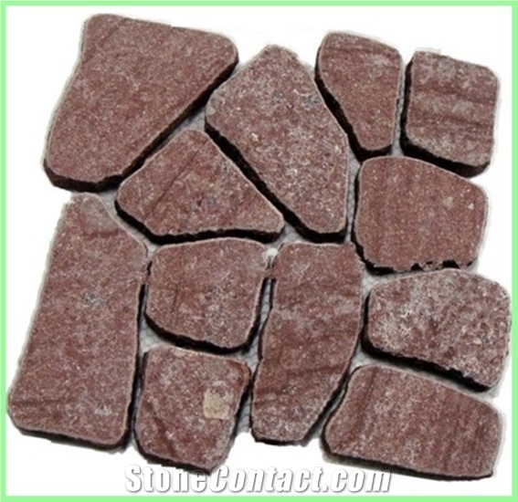 Square Pattern Back Mesh Paving Stone,Landscaping Porphyry Granite Paving Stone