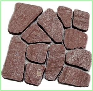 Square Pattern Back Mesh Paving Stone,Landscaping Porphyry Granite Paving Stone